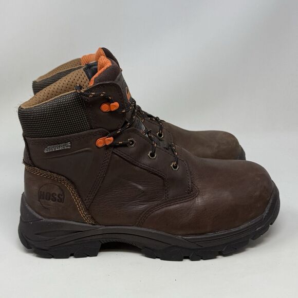 HOSS Hudson Composite Toe Work Boots Mens 9 Brown Leather Insulated Waterproof - Picture 3 of 16